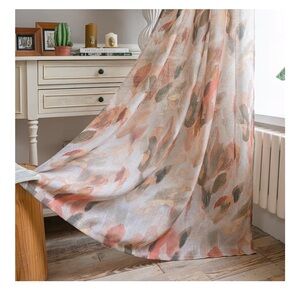 SemiSheer Curtains Light Filtering WesternStyle 52"x95" Coral & Orange, 2 Panels